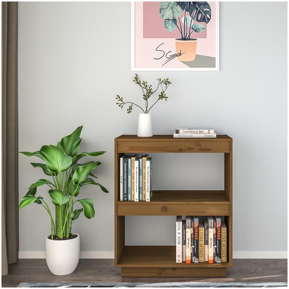 Libreria Marrone Miele 60x35x71 Cm In Legno Massello Di Pino - Foto 3