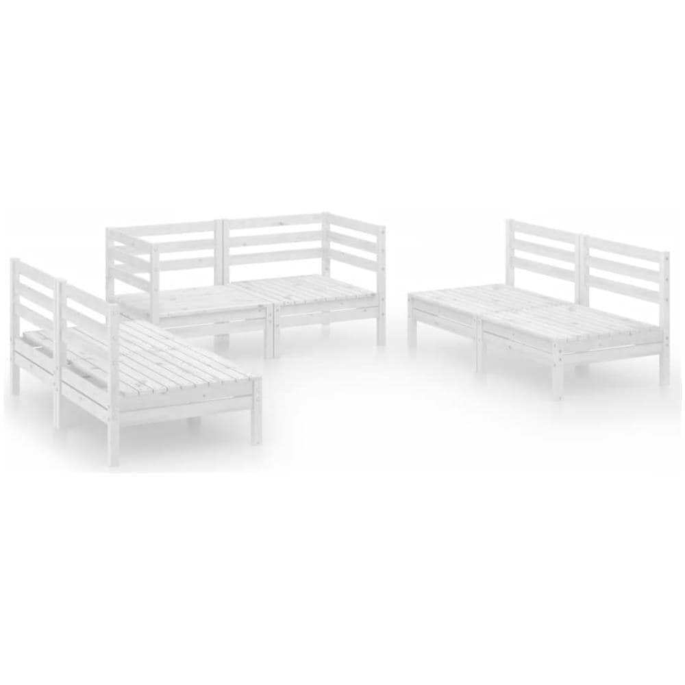 Set Divani Da Giardino 6 Pz Bianco In Legno Massello Di Pino - Foto 2