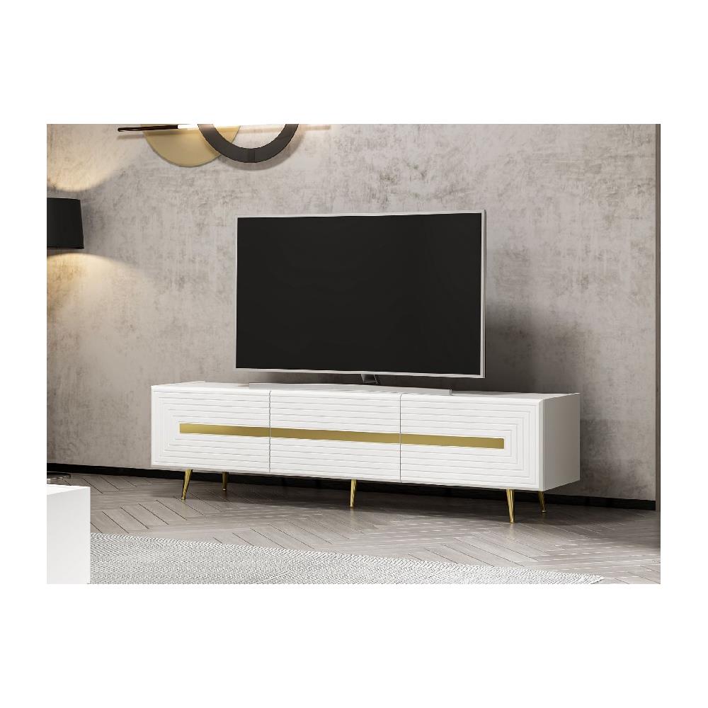 Tv Stand Jose - Moderno - Con Ante, Mensole, Ripiani - Da Soggiorno - Antracite In Truciolare Melaminico - 42 X 18 X 50 Cm - Foto 2