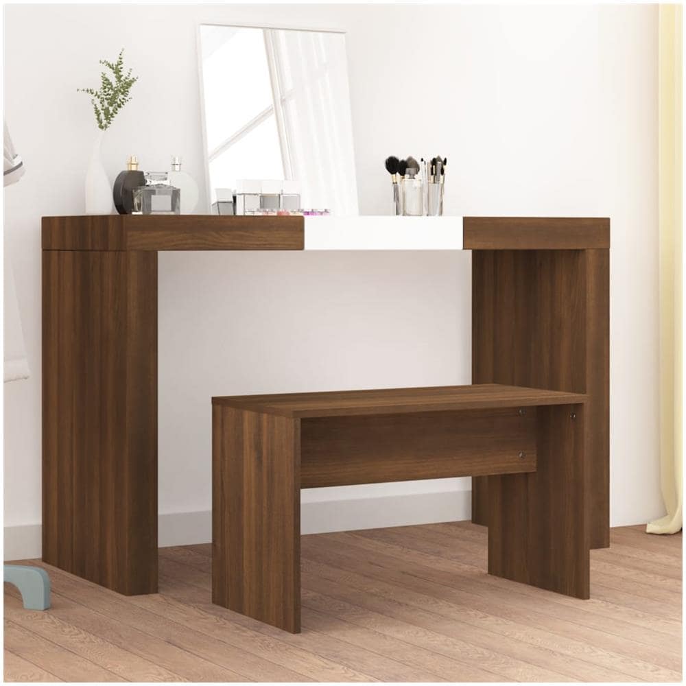 Sgabello Da Toeletta Marrone Fumo 70x35x45 Cm Legno Multistrato - Foto 1