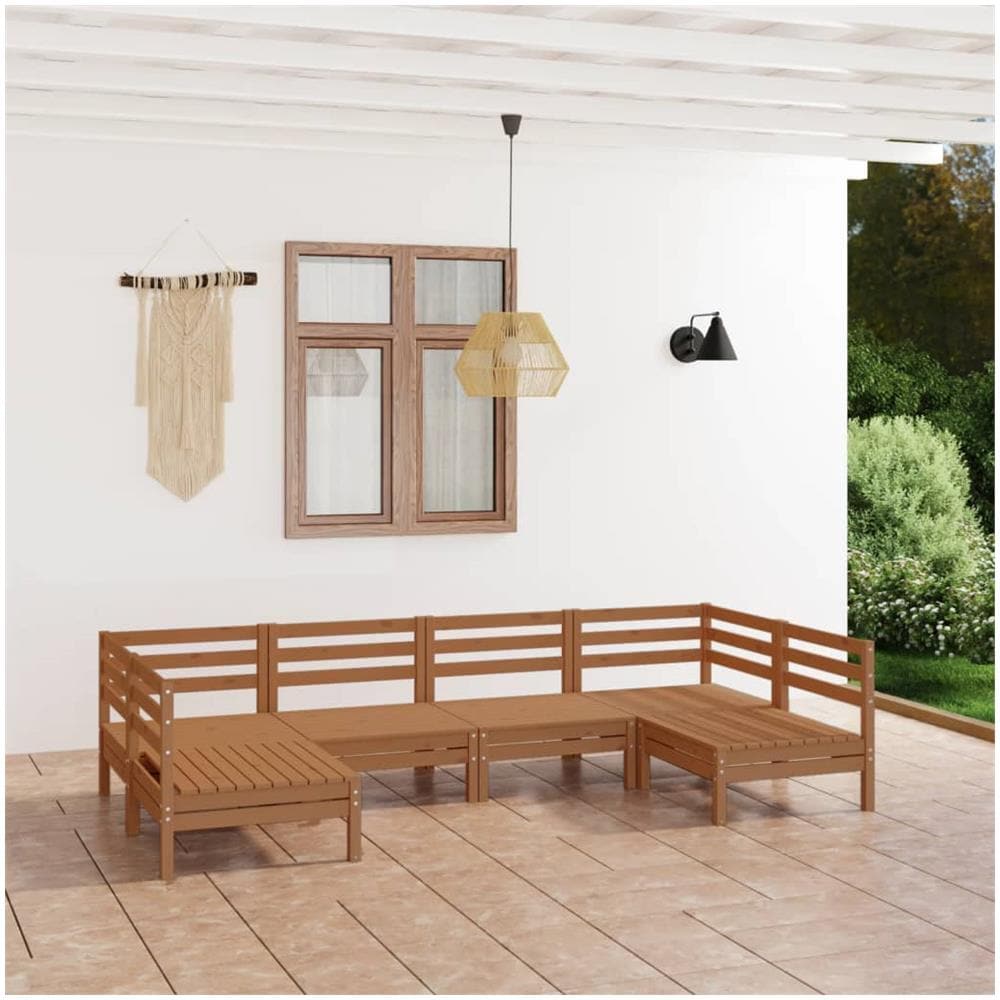 Set Divani Da Giardino 6 Pz Miele In Legno Massello Di Pino - Foto 1