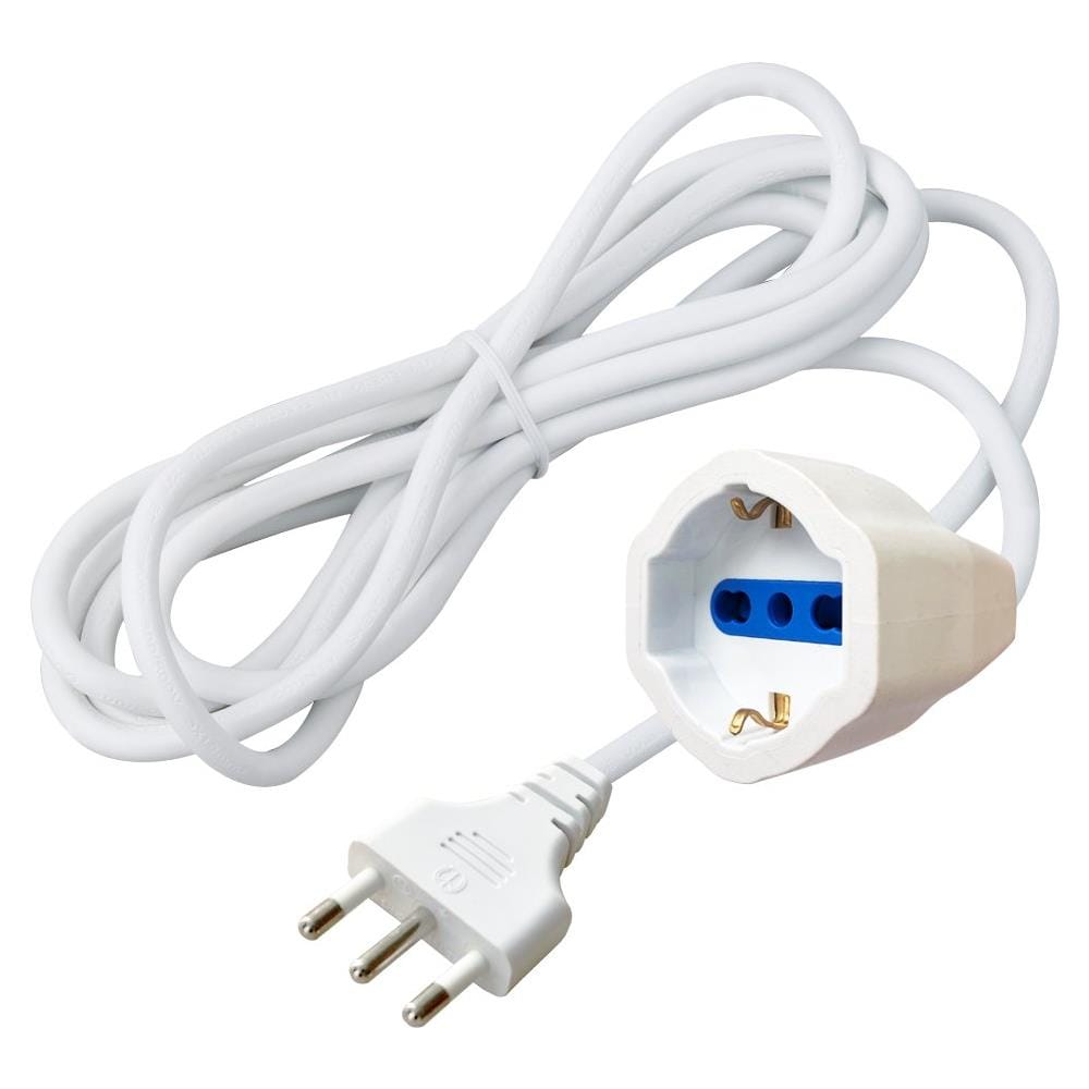 Cavo Alimentazione Italiana 16a Maschio / Schuko Femmina 5m Bianco - Foto 1