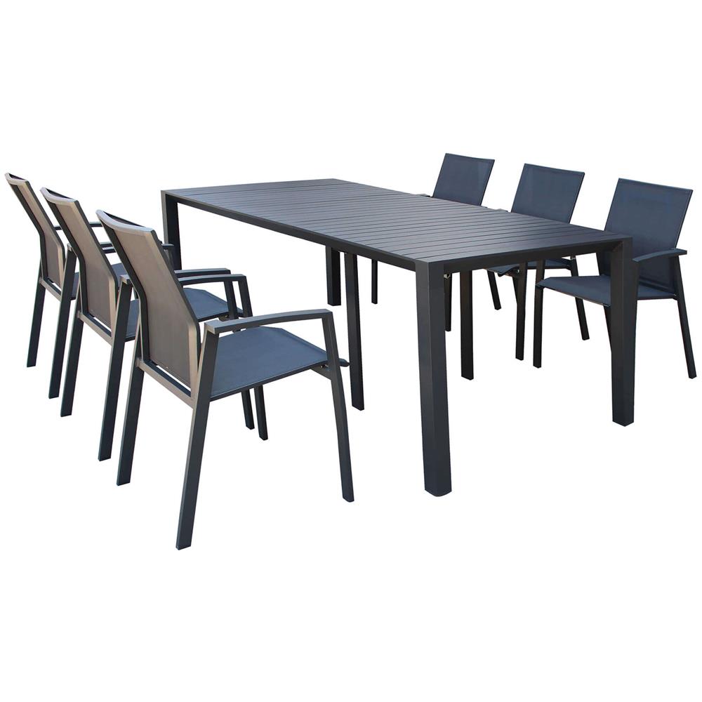 Arizona - Set Tavolo In Alluminio Cm 100 X 51,50/104/156/208/260 X 74 H Con 6 Poltrone Lotus - Foto 1