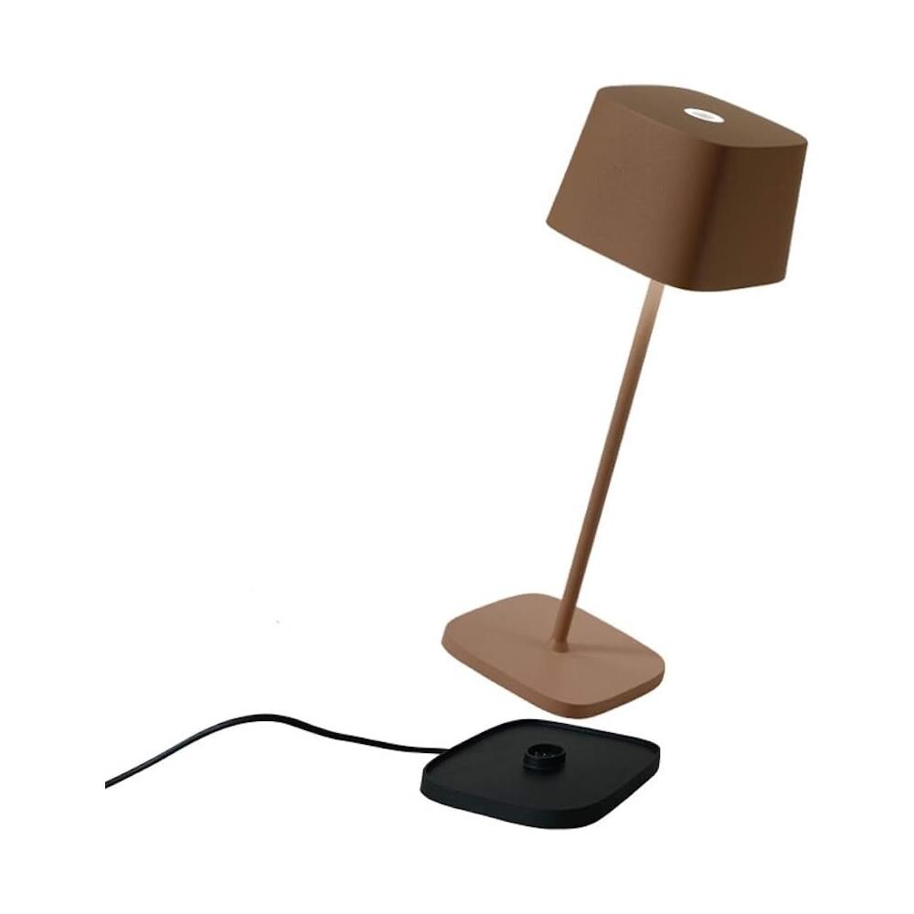 Lampada da Tavolo Ofelia Pro Dimmerabile in Alluminio Base di Ricarica a Contatto Protezione IP65 per Uso Interno /Esterno Colore Corten - Foto 2