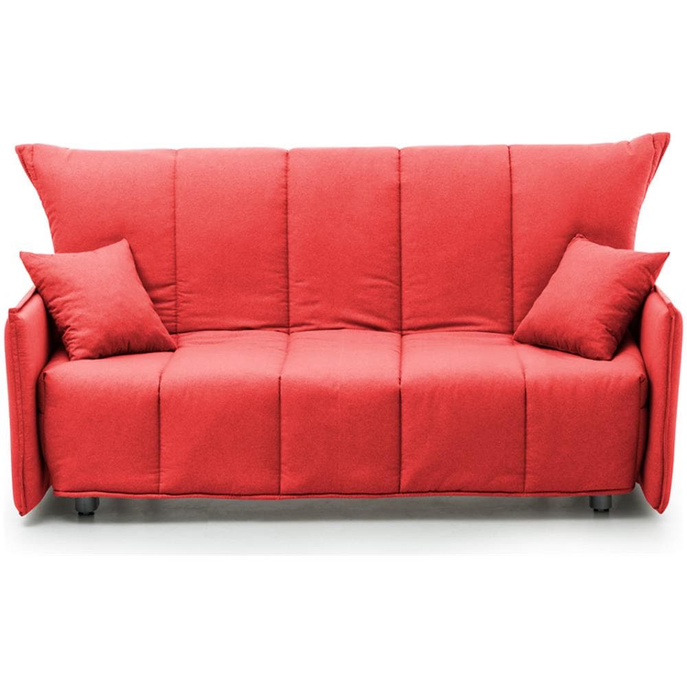 Divano Letto Alisee, Divano A 2 Posti, 100% Made In Italy, Sofà Soggiorno Con Apertura A Carrello, In Tessuto Imbottito, Con Cuscini Inclusi, Cm 125x90h85, Rosso - Foto 2