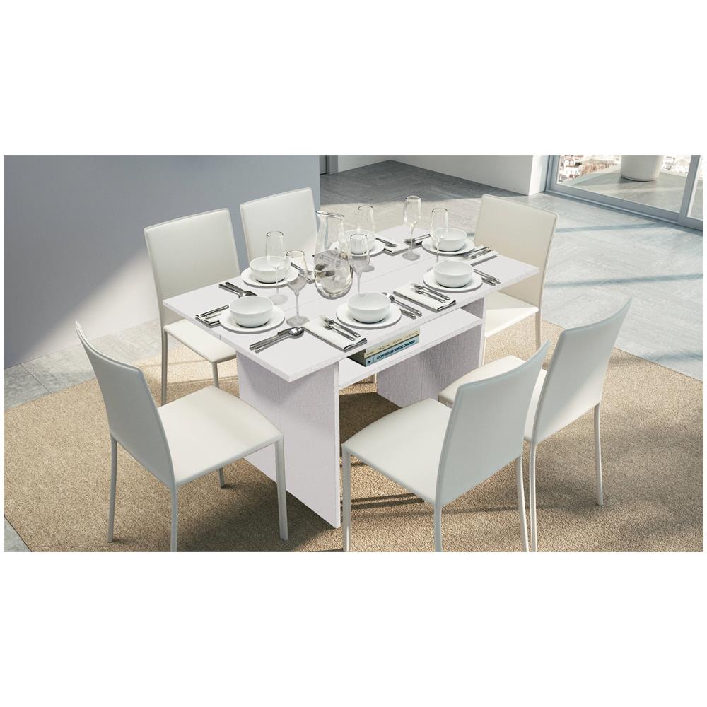 Tavolo Allungabile Lavanda, Tavolo Da Pranzo Con Apertura A Libro, Consolle Multiuso Allungabile, 100% Made In Italy, 120x70h75 Cm, Bianco - Foto 1