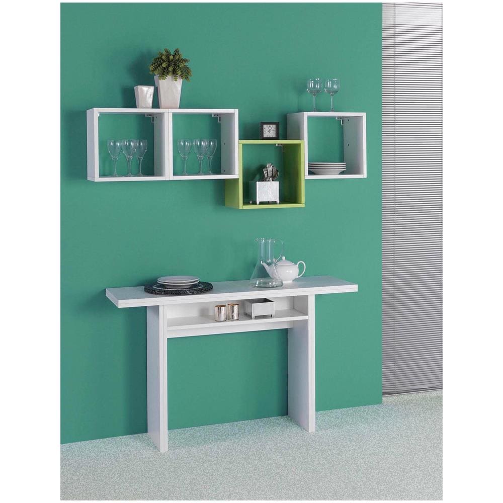 Tavolo Allungabile Lavanda, Tavolo Da Pranzo Con Apertura A Libro, Consolle Multiuso Allungabile, 100% Made In Italy, 120x70h75 Cm, Bianco - Foto 4