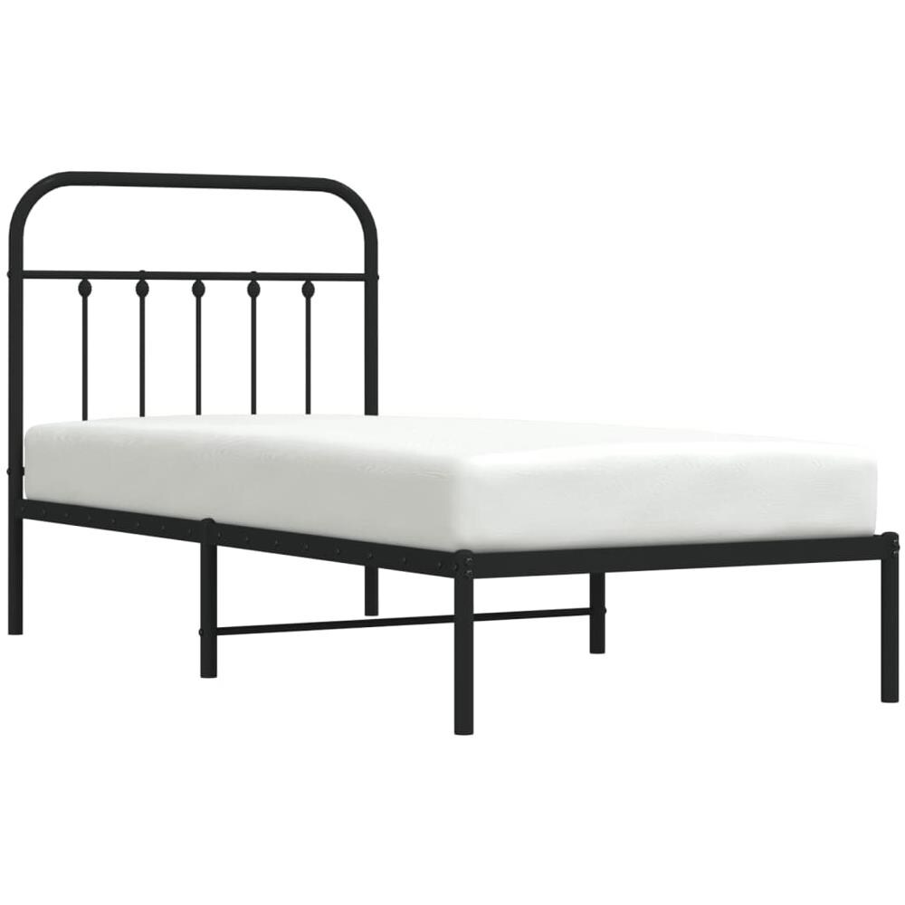 Giroletto Con Testiera In Metallo Nero 90x190 Cm - Foto 3