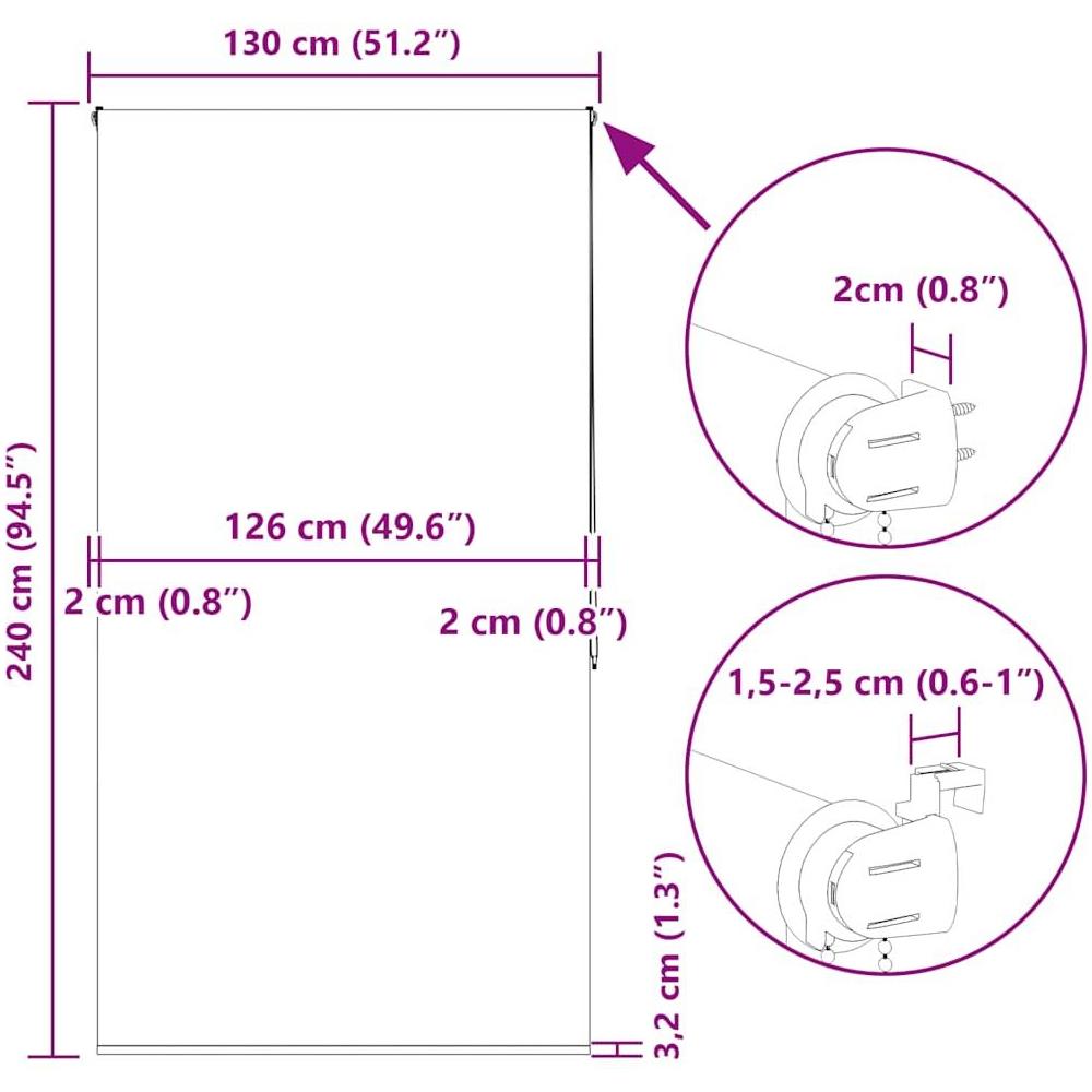 Tenda a Rullo Doccia 130x240 cm Larghezza Tessuto 126 cm - Foto 10