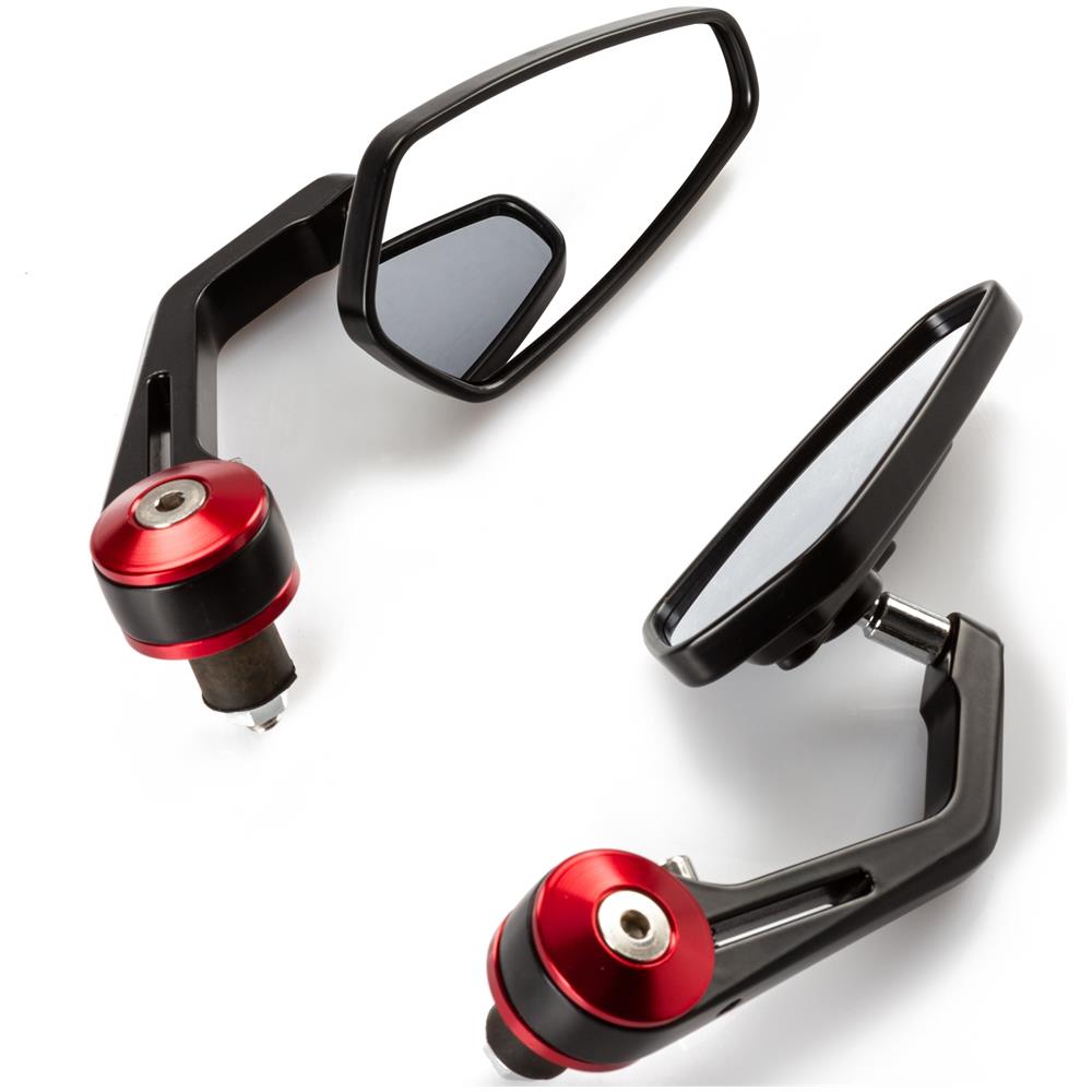 Specchietti 22mm Manubrio Moto Retrovisori Metallo Universali Ovali Rosso - Foto 1