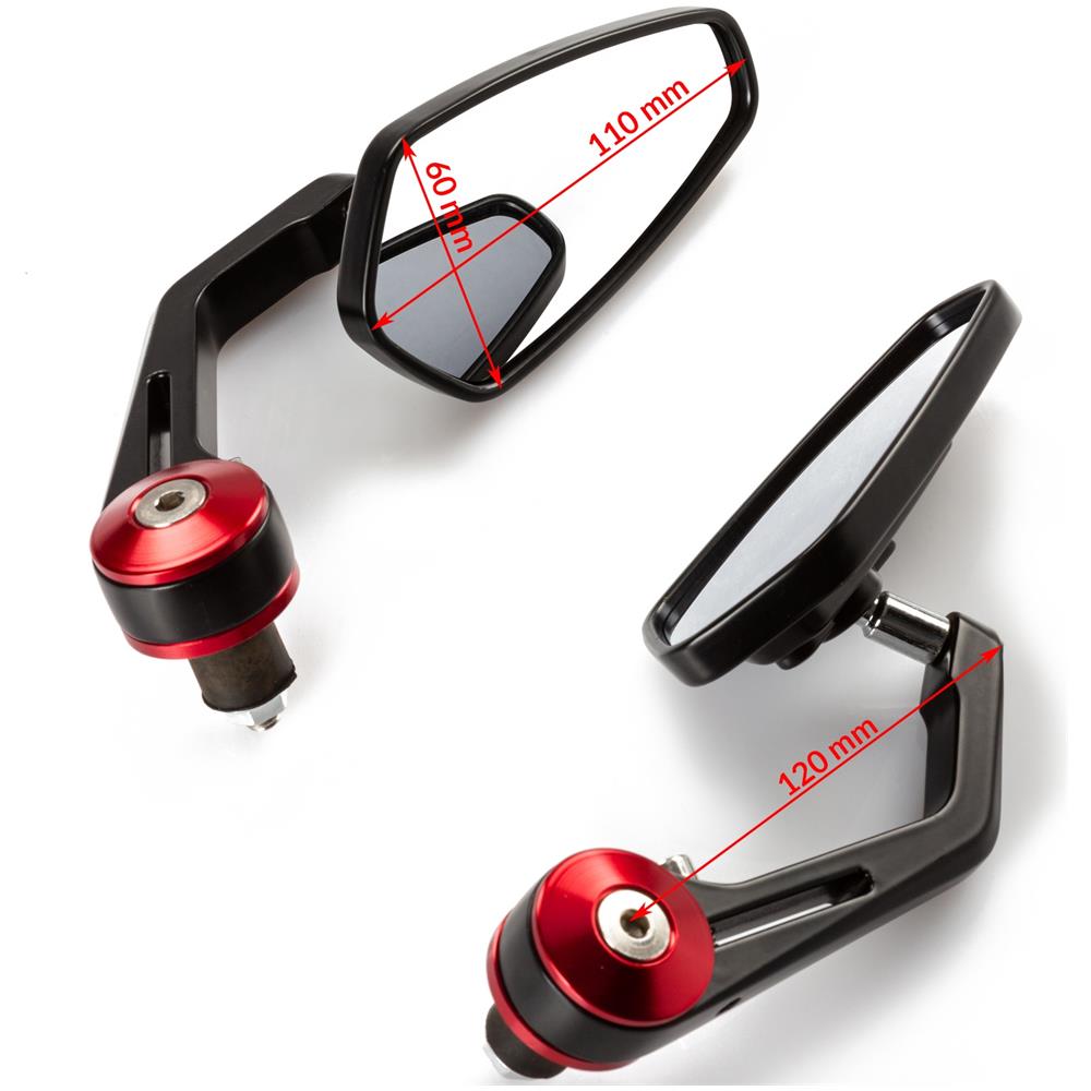 Specchietti 22mm Manubrio Moto Retrovisori Metallo Universali Ovali Rosso - Foto 2