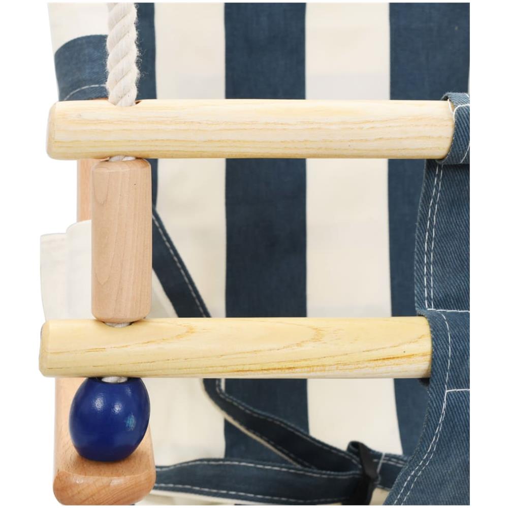 Altalena Per Bambini Con Cintura Di Sicurezza Cotone Legno Blu - Foto 8