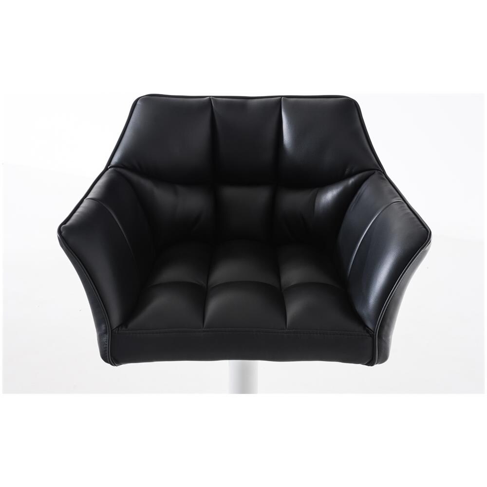 Sgabello Alto Regolabile Damaso in Similpelle I Sgabello Bancone con Braccioli E Schienale Imbottiti E Poggiapiedi, H 58-83 CM Nero Bianco - Foto 5