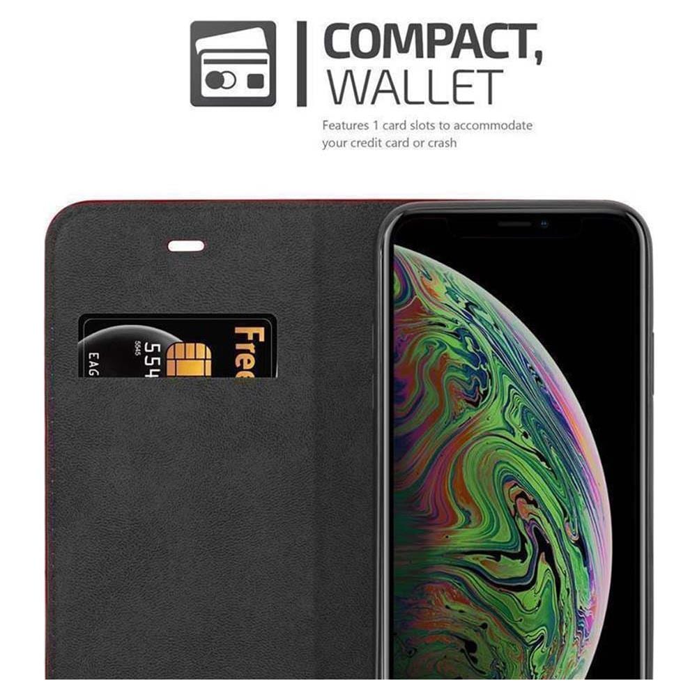 Custodia Compatibile Con Apple Iphone Xs Max In Nero Di Notte - Coperchio Protettiva Con Chiusura Magnetica, Funzione Stand E Tasca Per Le Carte - Foto 7
