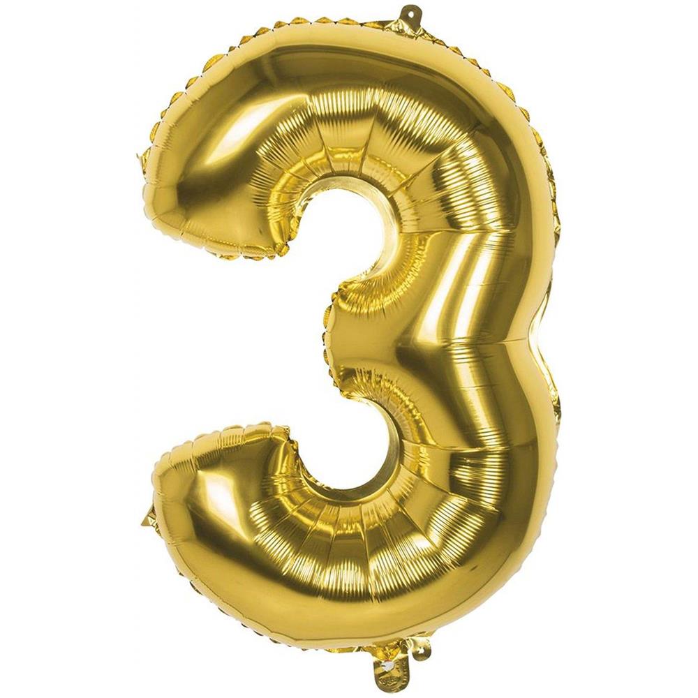 St. Folie Ballon Nummer '3' Goud (86 Cm)  - Foto 1