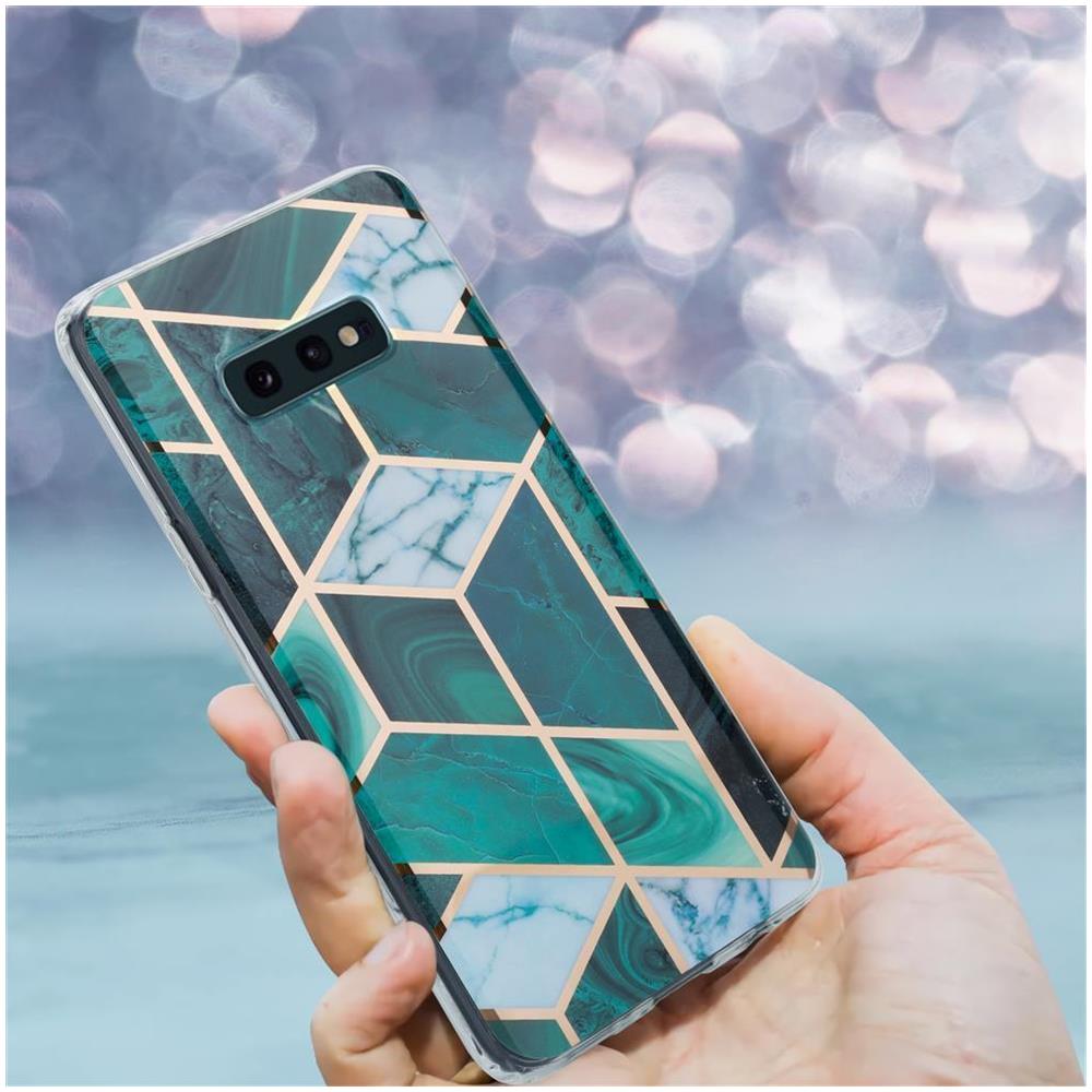 Custodia Compatibile Con Samsung Galaxy S10 In Marmo Oro Bianco Verde Scuro No. 6 - Coperchio Protettivo In Silicone Tpu Con Motivo A Mosaico - Foto 8