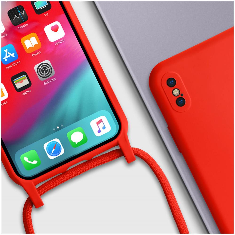 Cover Semirigida Per Iphone Xs Max Cordino Nylon Intrecciato 80 Cm Rossa - Foto 2