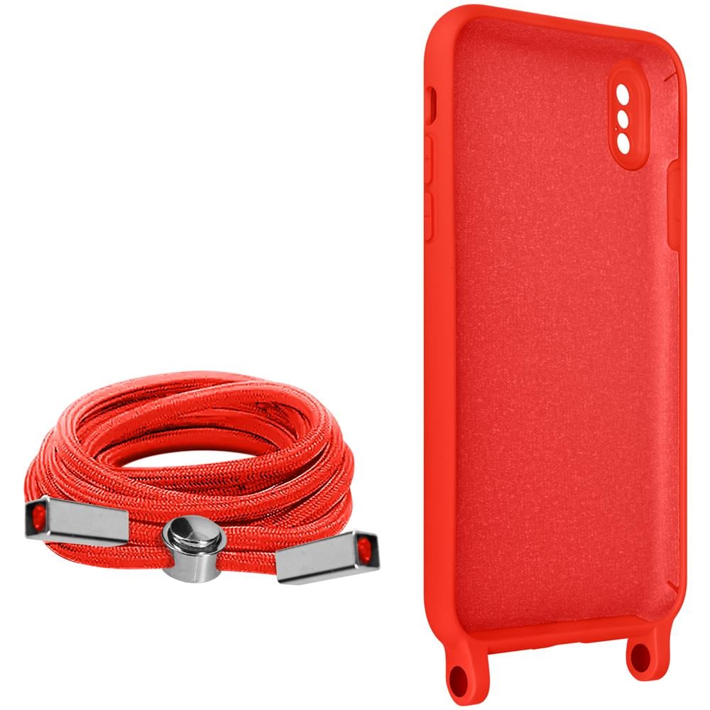 Cover Semirigida Per Iphone Xs Max Cordino Nylon Intrecciato 80 Cm Rossa - Foto 5