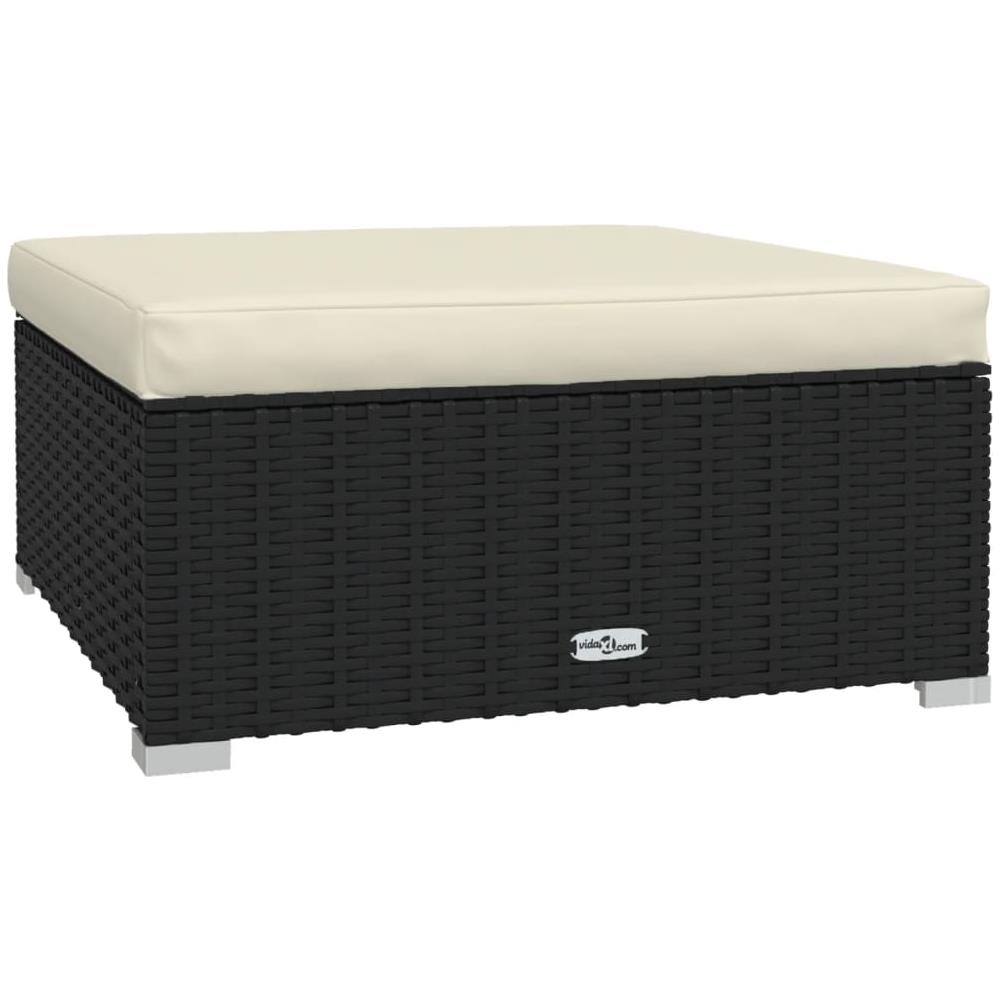 Set Salotto Da Giardino 4 Pezzi In Polyrattan - Nero E Grigio - Foto 7