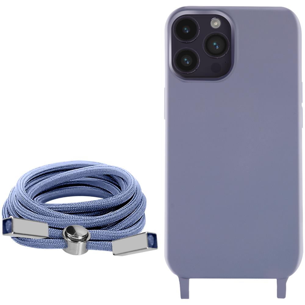 Cover Semirigida Per Iphone 14 Pro Max Cordino Nylon 80 Cm Viola Chiaro - Foto 2