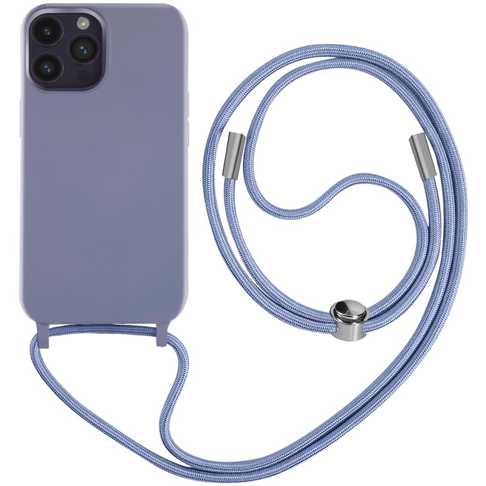 Cover Semirigida Per Iphone 14 Pro Max Cordino Nylon 80 Cm Viola Chiaro - Foto 1