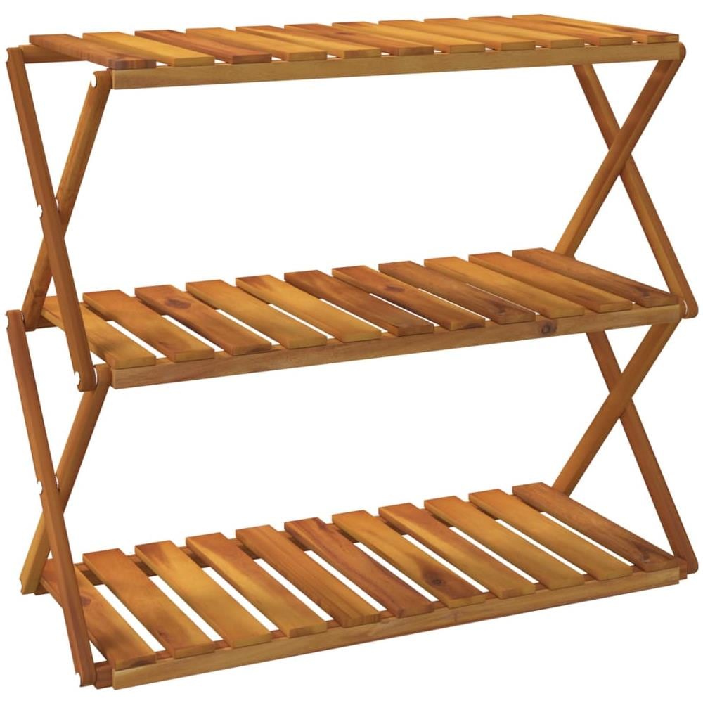 Scaffale Pieghevole 3 Ripiani 70x31x63 Cm Legno Massello Acacia - Foto 2