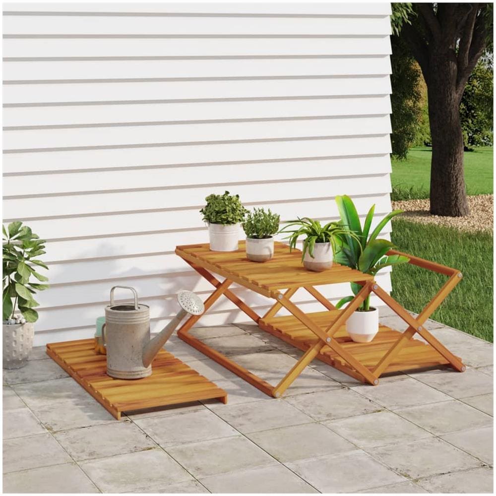 Scaffale Pieghevole 3 Ripiani 70x31x63 Cm Legno Massello Acacia - Foto 5