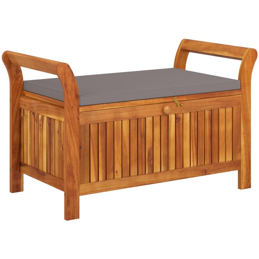 Panca Portaoggetti Giardino Cuscino 91 Cm Legno Massello Acacia - Foto 2