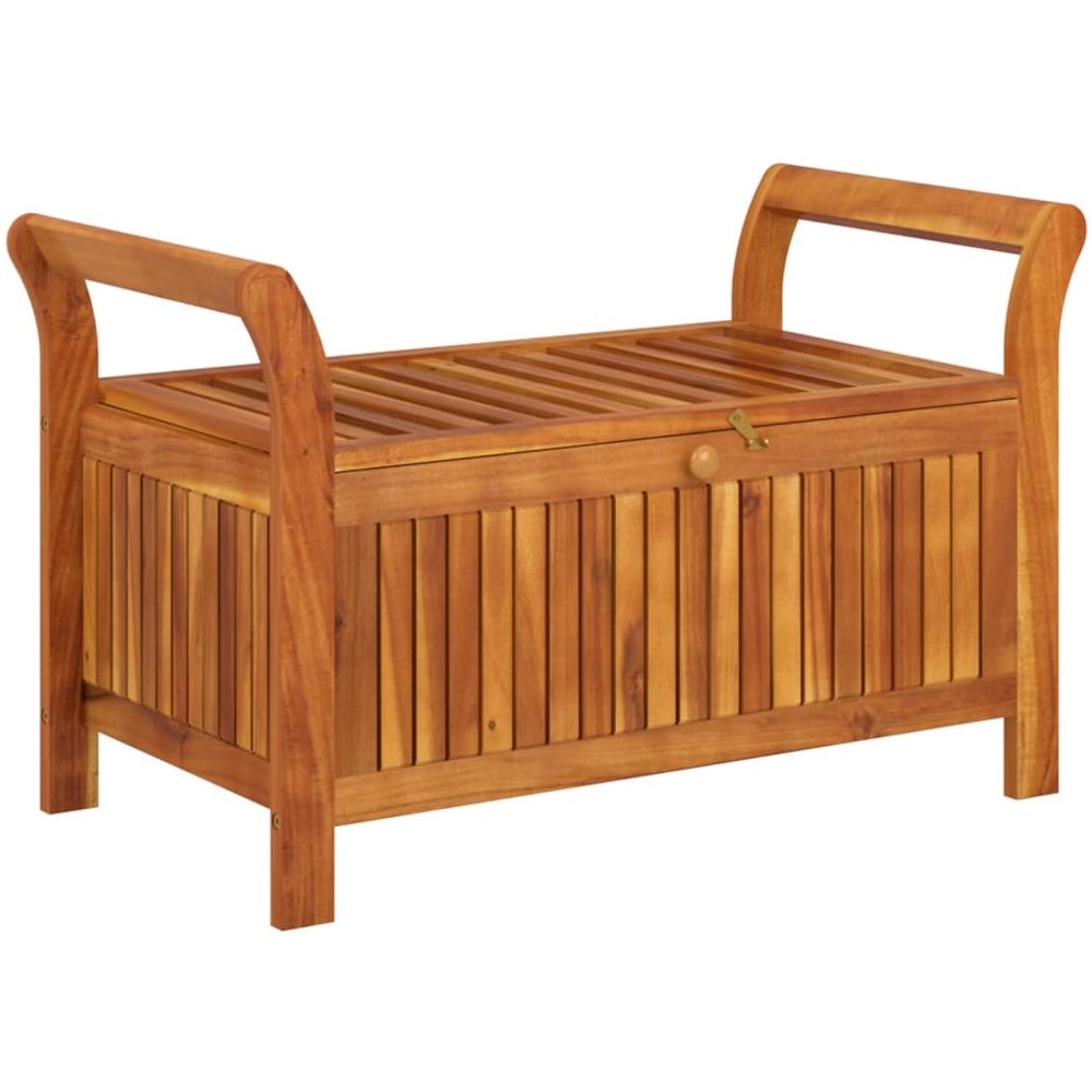 Panca Portaoggetti Giardino Cuscino 91 Cm Legno Massello Acacia - Foto 3