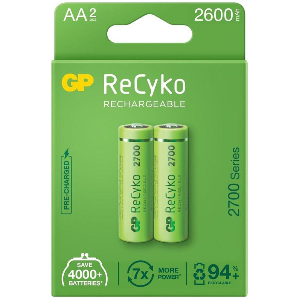 2x Batterie Ricaricabili Aa / R6 Gp Recyko Serie 2700 Ni-mh 2600mah - Foto 1