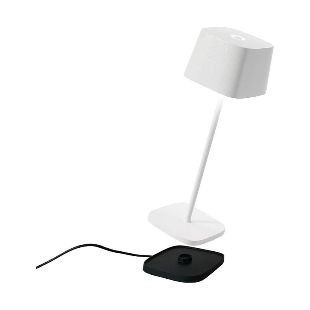 Lampada da Tavolo Ofelia Pro Dimmerabile in Alluminio Base di Ricarica a Contatto Protezione IP65 per Uso Interno /Esterno Colore Bianco Opaco - Foto 2
