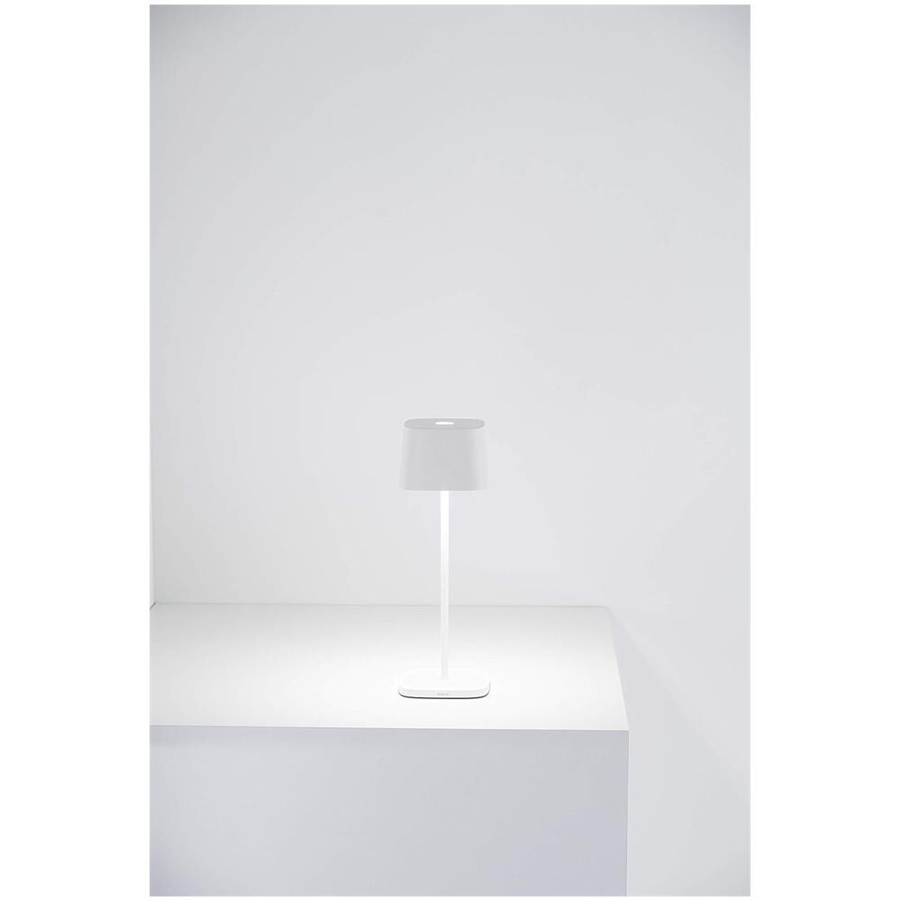 Lampada da Tavolo Ofelia Pro Dimmerabile in Alluminio Base di Ricarica a Contatto Protezione IP65 per Uso Interno /Esterno Colore Bianco Opaco - Foto 5