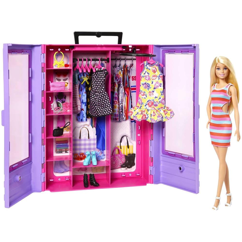 Barbie Fashionistas Ultimate Cabinet Giocattolo Di Moda Portatile Con Bambola, Vestiti, Accessori E Grucce, Regalo Per Bambini Dai 3 Anni In Su - Foto 1