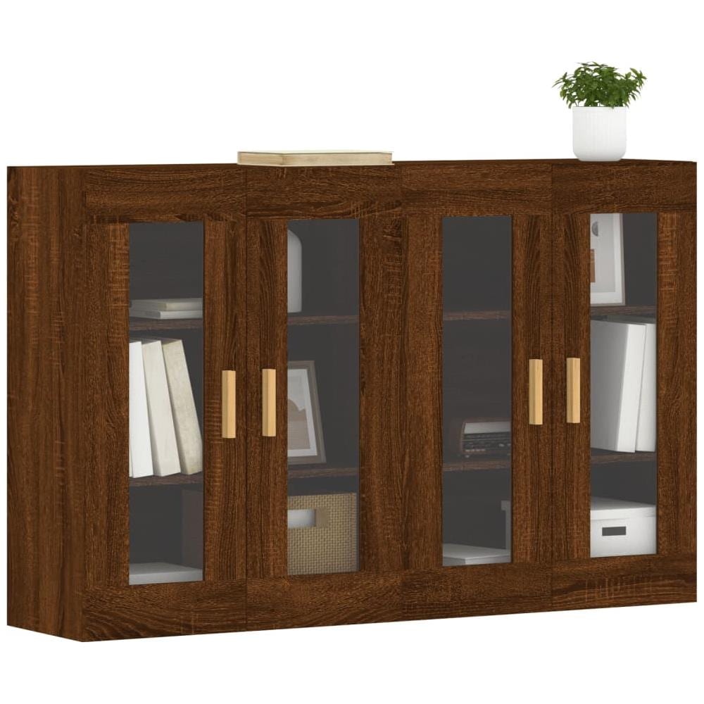 Armadietti A Parete 2 Pz Rovere Marrone In Legno Multistrato - Foto 3