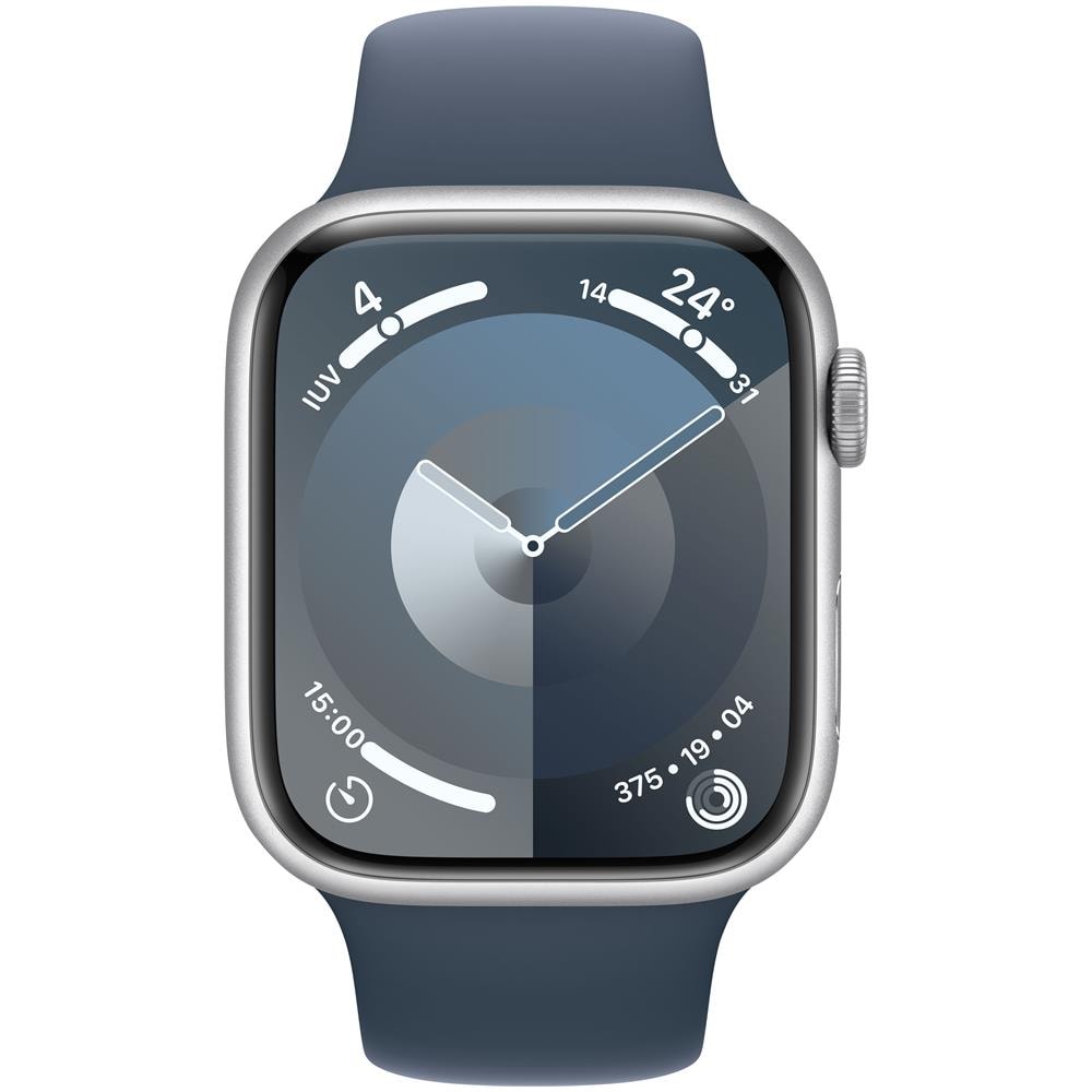 Watch Series 9 GPS Cassa 45mm in Alluminio Argento con Cinturino Sport Blu Tempesta M /L - Foto 2