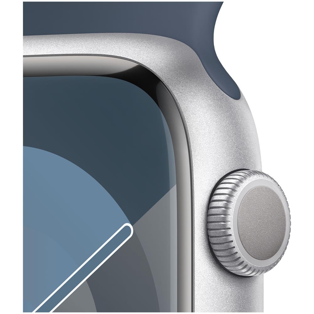 Watch Series 9 GPS Cassa 45mm in Alluminio Argento con Cinturino Sport Blu Tempesta M /L - Foto 3