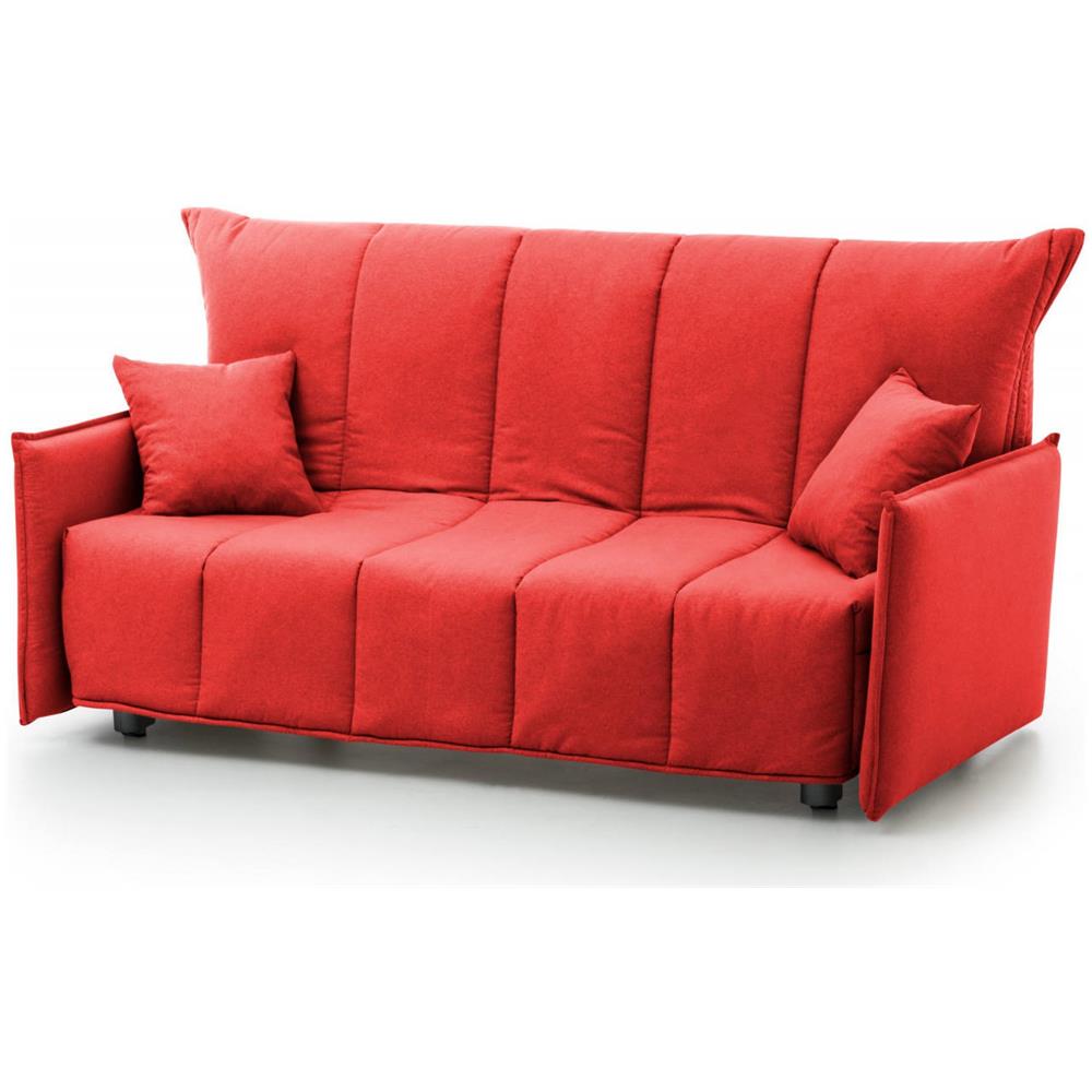 Divano Letto Alissa, Divano A 2 Posti, 100% Made In Italy, Sofà Soggiorno Con Apertura A Carrello, In Tessuto Imbottito, Con Braccioli Standard, Cm 150x90h85, Rosso - Foto 1