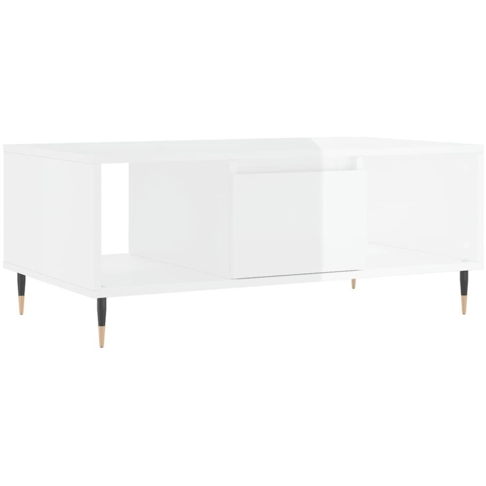 Tavolino Salotto Bianco Lucido 90x50x36,5 Cm Legno Multistrato - Foto 2