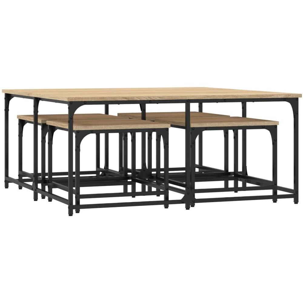 Tavolini Impilabili 5 Pz Rovere Sonoma In Legno Multistrato - Foto 2