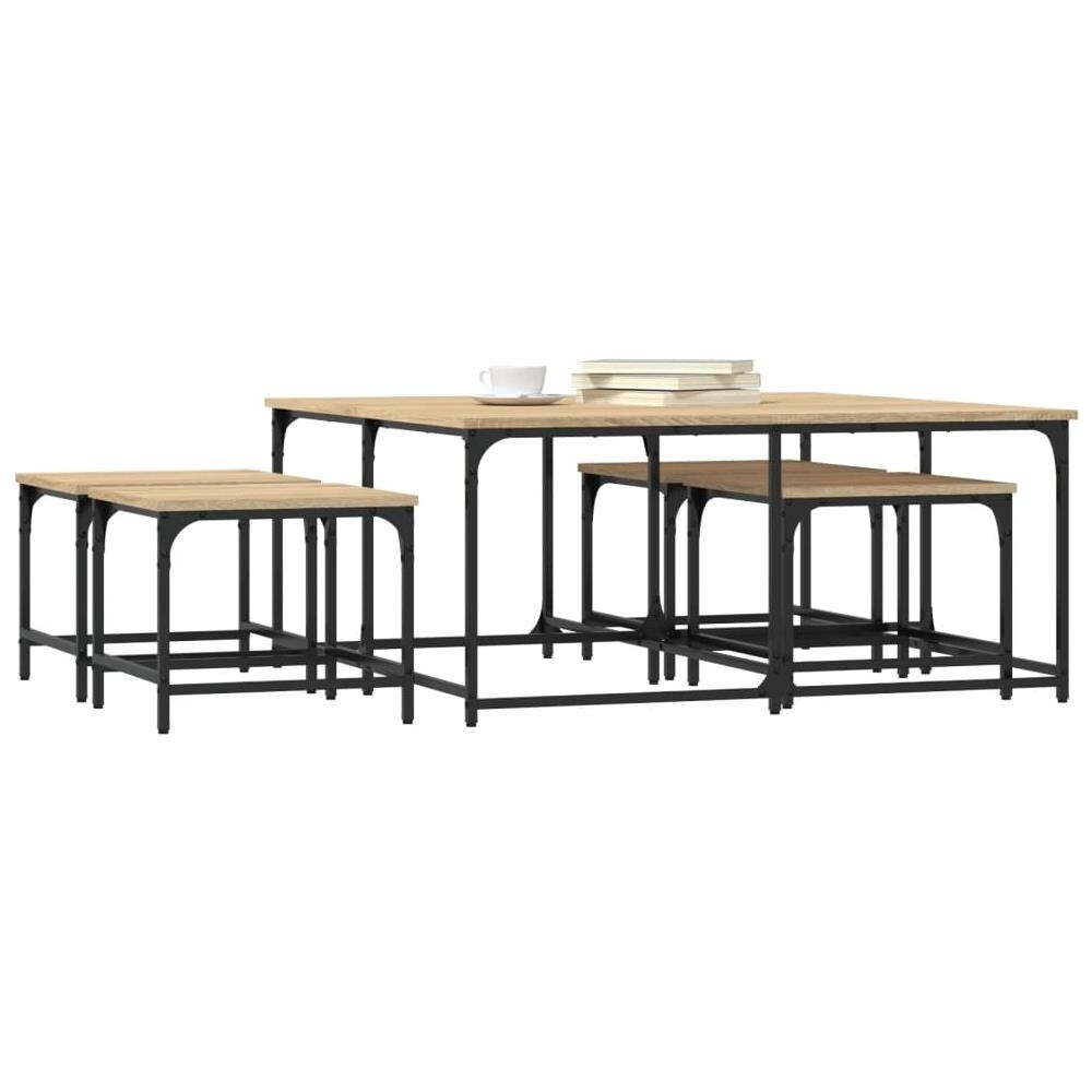 Tavolini Impilabili 5 Pz Rovere Sonoma In Legno Multistrato - Foto 3