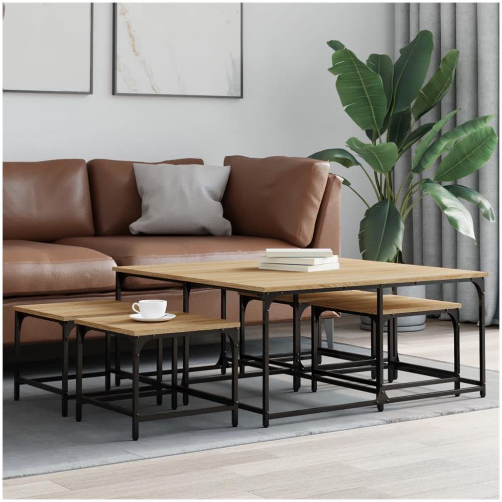 Tavolini Impilabili 5 Pz Rovere Sonoma In Legno Multistrato - Foto 1