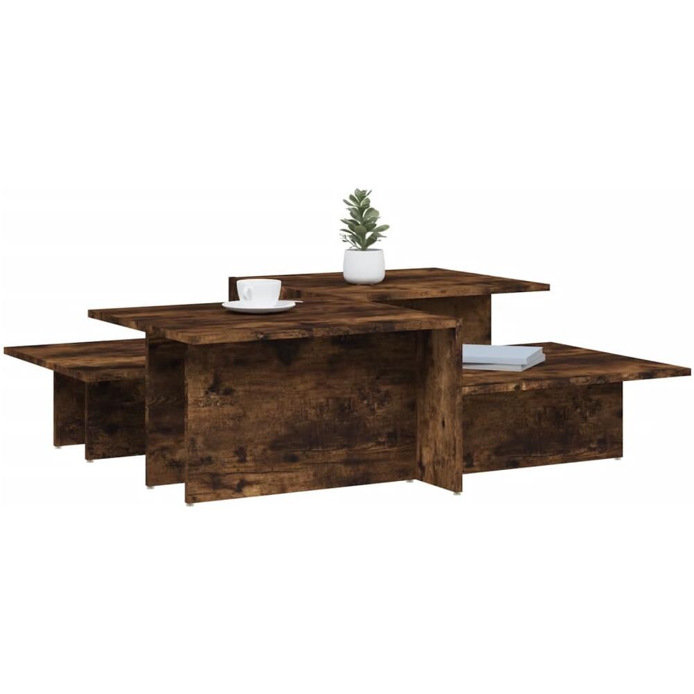 Tavolini Da Salotto 2 Pz Rovere Fumo In Legno Multistrato - Foto 3