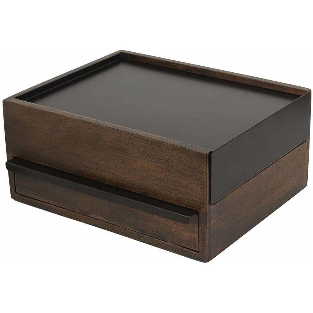 Stowit Scatola Portagioie Nera / noce, Legno, Nero, 25.90x22.00x11.50 Cm 3 Unità - Foto 2
