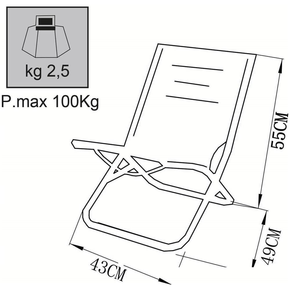 Spiaggina Prendisole Pieghevole Colori Casuale Cm 49 X 43x32/55 H - Foto 2