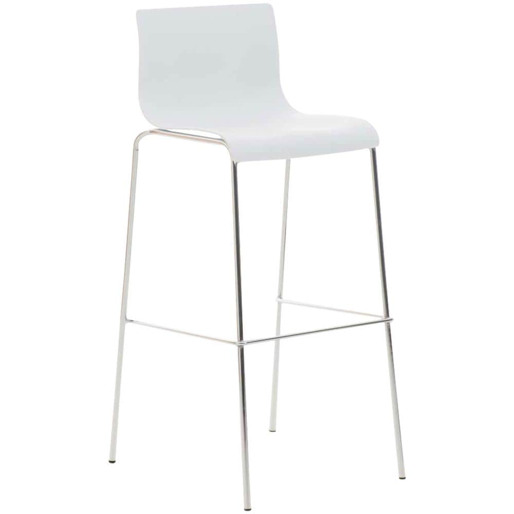 Sgabello Bar Hoover in Polipropilene I Sgabello Alto Design 4 Gambe in Metallo | Sedia Sgabello Impilabile con Schienale I Sgabello Bancone H 76 CM Bianco Base Cromata - Foto 1