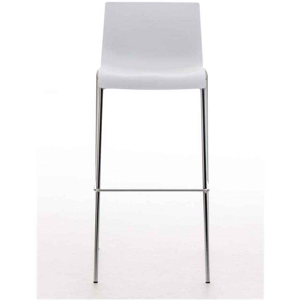 Sgabello Bar Hoover in Polipropilene I Sgabello Alto Design 4 Gambe in Metallo | Sedia Sgabello Impilabile con Schienale I Sgabello Bancone H 76 CM Bianco Base Cromata - Foto 2