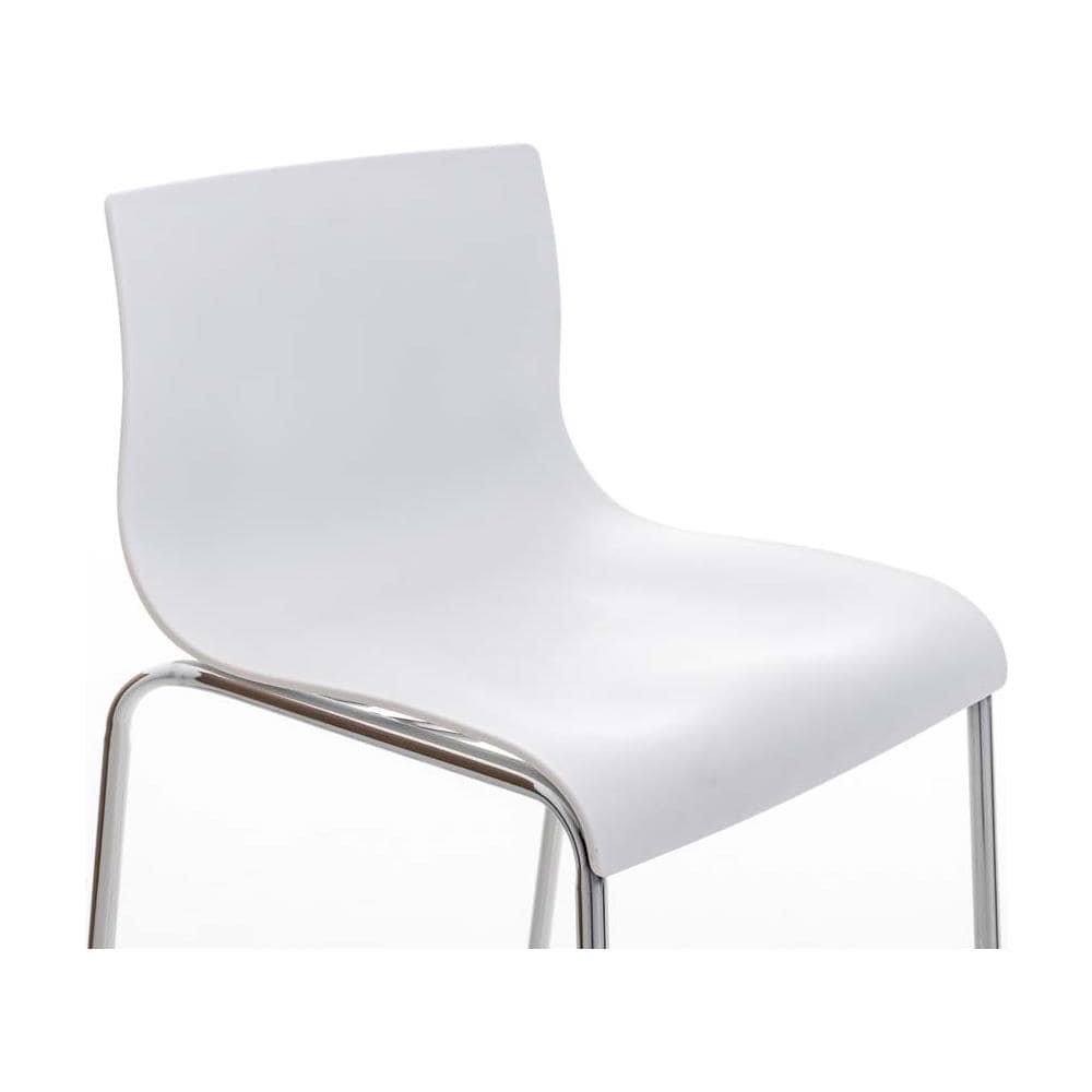 Sgabello Bar Hoover in Polipropilene I Sgabello Alto Design 4 Gambe in Metallo | Sedia Sgabello Impilabile con Schienale I Sgabello Bancone H 76 CM Bianco Base Cromata - Foto 5