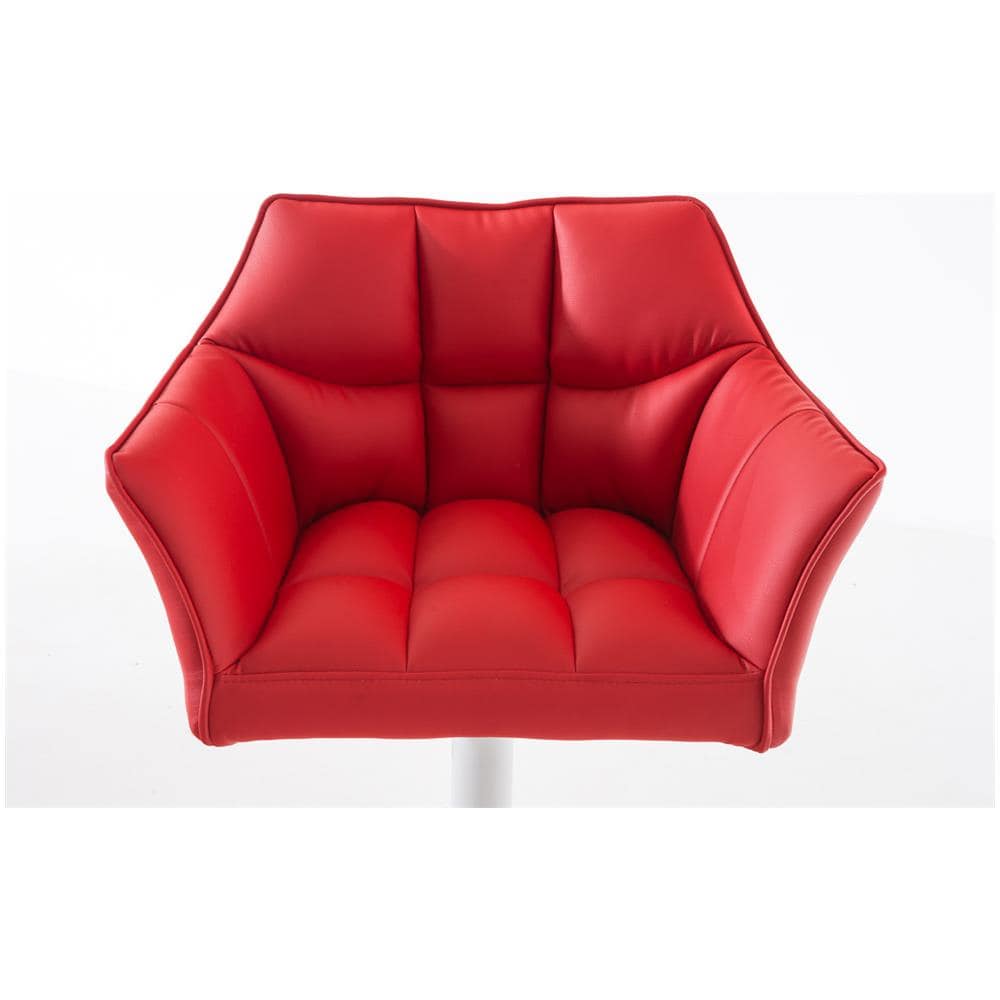 Sgabello Alto Regolabile Damaso in Similpelle I Sgabello Bancone con Braccioli E Schienale Imbottiti E Poggiapiedi, H 58-83 CM Rosso Bianco - Foto 5
