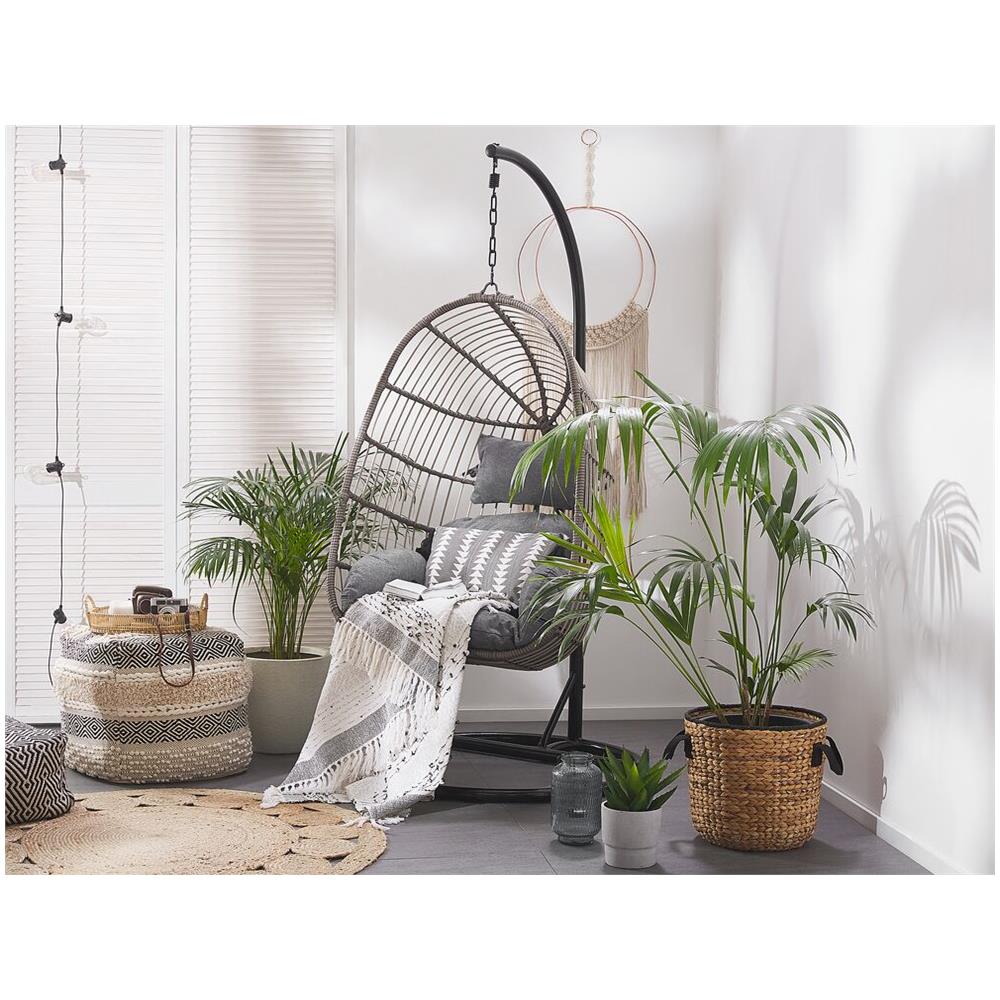 Poltrona Sospesa In Rattan Grigio Con Piedistallo Casoli - Foto 2