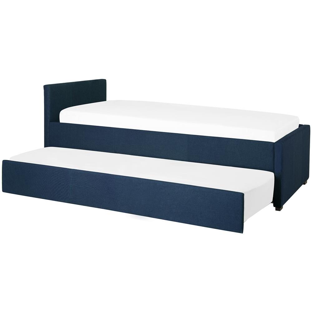 Letto Singolo Con Letto Estraibile In Tessuto Blu 80x200 Cm Marmande - Foto 1